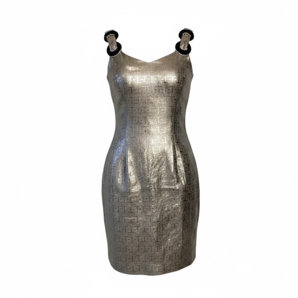Tory Burch Silver Sleeveless Dress unique shimmer pattern party perfect size 4